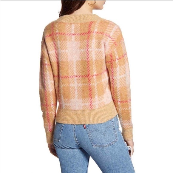 BP. Plaid Tan pink Nougat Dapper crew neck Sweater - Picture 7 of 9